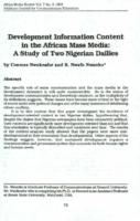 Development information content in the African mass media : a study of two Nigerian dailies
