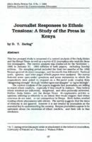 Journalist responses to ethnic tensions : a study of the press in Kenya