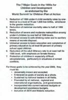 The 7 major goals in the 1990s for children and development as endorsed by the World Summit for Children Plan of Action