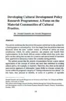 Developing cultural development policy research programmes : a focus on the material communities of cultural practice