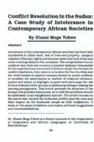 Conflict resolution in the Sudan : a case study of intolerance in contemporary African societies