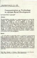 Communication as technology in African rural development