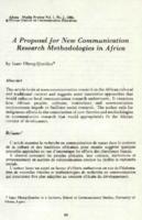 A proposal for new communication research methodologies in Africa