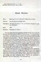Book review : Reporting Africa: a manual for reporters in Africa. Don Rowlands and Hugh Lewin (eds.). Zimbabwe, Thomson Foundation U.K. and Friedrich Nauman Foundation, 1985