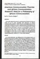 American communication theories and African communication research : need for a philosophy of African communication