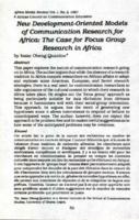 New development-oriented models of communication research/or Africa : the case for focus group research in Africa