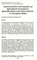 Communication and adoption of agricultural innovations : quantifications and notes towards a conceptual model