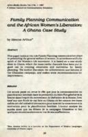 Family planning communication and the African women's liberation : a Ghana case study