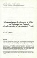 Communication development in Africa and its Impact on cultural synchronization of Africa and its people