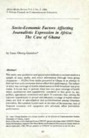 Socio-economic factors affecting journalistic expression in Africa : the case of Ghana