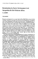 Participation in social development and integration in Sub-Saharan Africa