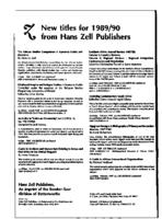 New titles for 1989/90 from Hans Zell Publishers