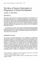 The role of popular participation in programmes of social development