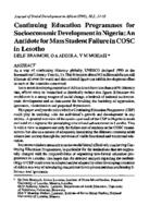 Continuing education programmes for socioeconomic development in Nigeria : an antidote for mass student failure in COSC in Lesotho