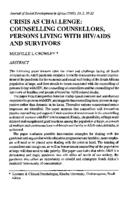 Crisis as challenge : counselling counsellors, persons living with HIV/AIDS and survivors