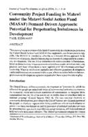 Community project funding in Malawi under the Malawi Social Action Fund (MASAF) demand-driven approach : potential for perpetuating imbalances in development