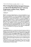 Overcoming destitution through literacy : a case of the disabled persons' literacy programme in Kano State, Nigeria