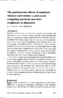 The psychosocial effects of organized violence and torture : a pilot study comparing survivors and their neighbours in Zimbabwe