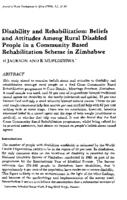 Disability and rehabilitation : beliefs and attitudes among rural disabled people in a community based rehabilitation scheme in Zimbabwe