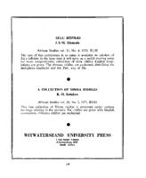 Advertisement for the Witwatersrand University Press