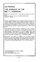 Advertisement : Just published The journals of the Rev. T.L. Hodgson