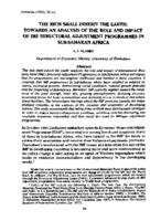 The rich shall inherit the earth : towards an analysis of the role and impact of IMF structural adjustment programmes in Sub-Saharan Africa