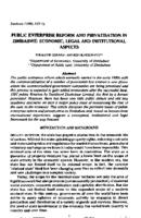 Public enterprise reform and privitisation in Zimbabwe : economic, legal and institutional aspects