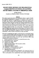 Export entry decision and organisational characteristics of textile and clothing export firms : analysis of Zimbabwean firms