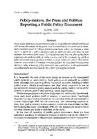 Policy-makers, the press and politics : reporting a public policy document