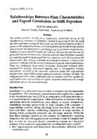 Relationships between firm characteristics and export constraints in SME exporters