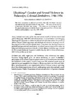 Ukubhinya : gender and sexual violence in Bulawayo, colonial Zimbabwe, 1946-1956