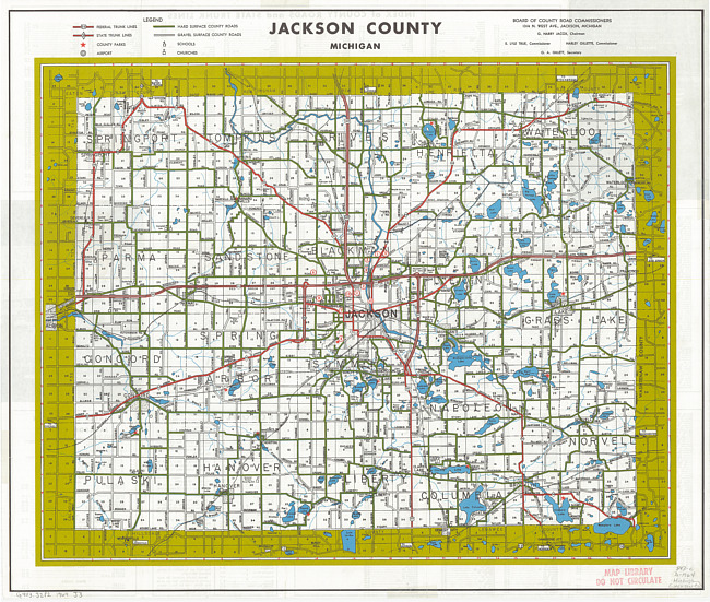 Road map of Jackson County, Michigan