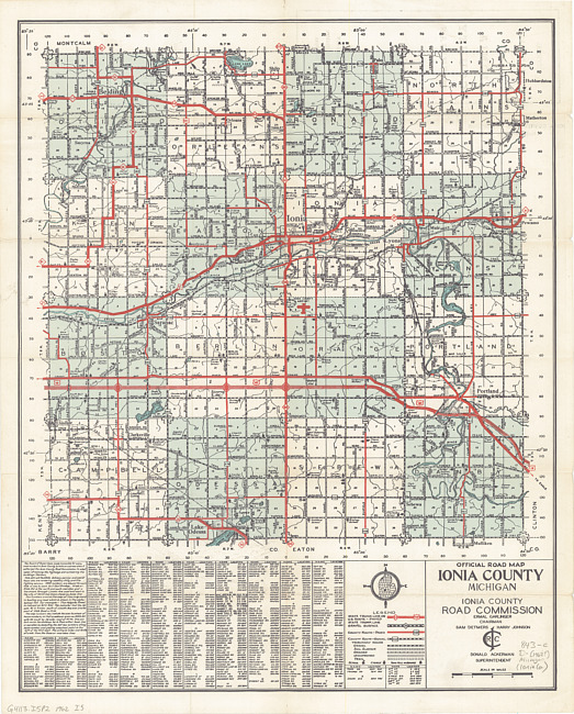 Official road map, Ionia County, Michigan