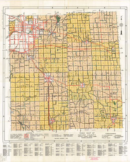 Road map of Ingham County