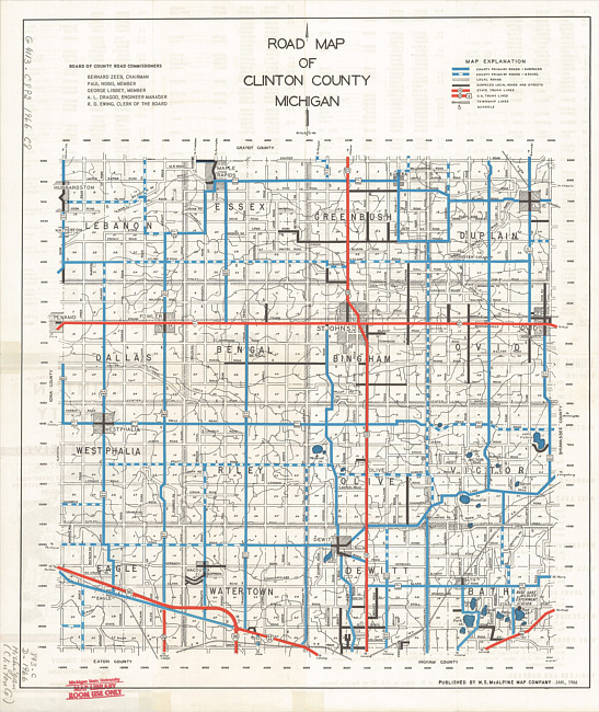 Road map of Clinton County, Michigan