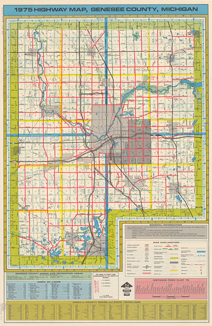 1975 highway map, Genesee County, Michigan