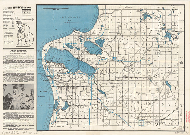 General highway map, Benzie County