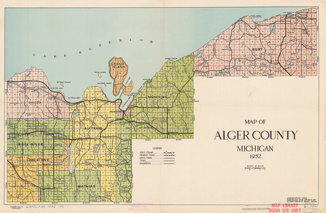 Map of Alger County, Michigan