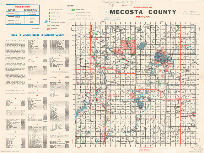Official county map, Mecosta County, Michigan