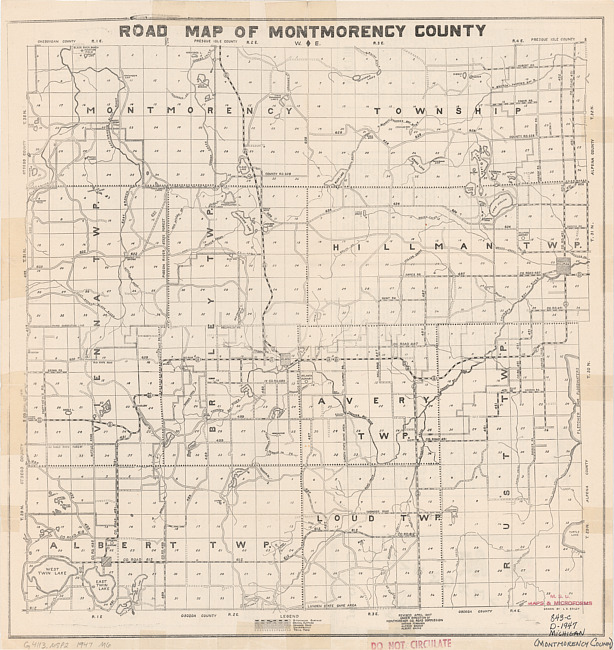 Road map of Montmorency County