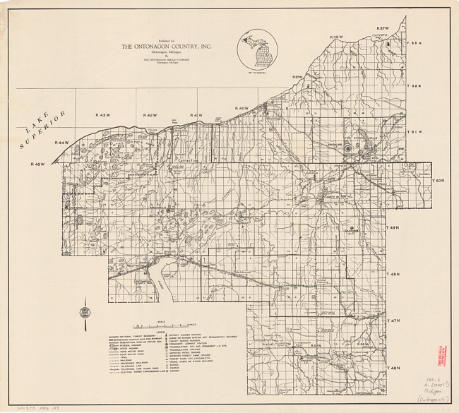 Map of Ontonagon County, Michigan