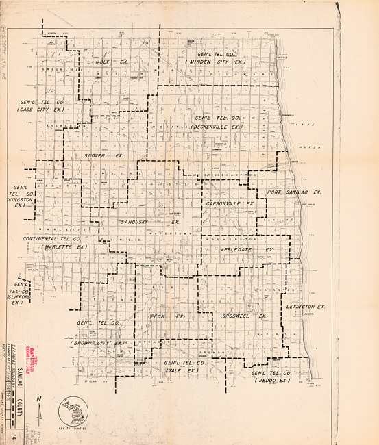 Sanilac County : telephone exchange map