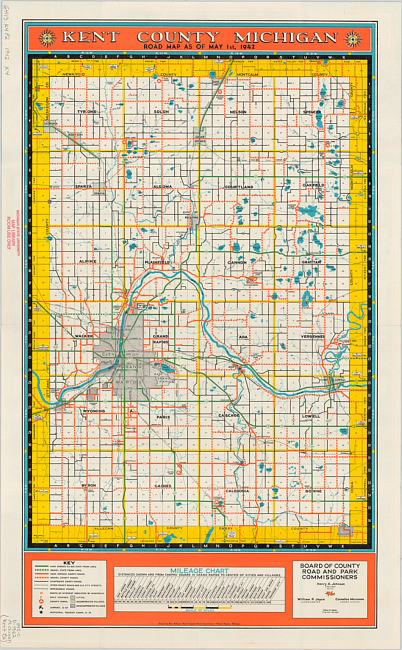 Road map, Kent County, Michigan, May 1st, 1942