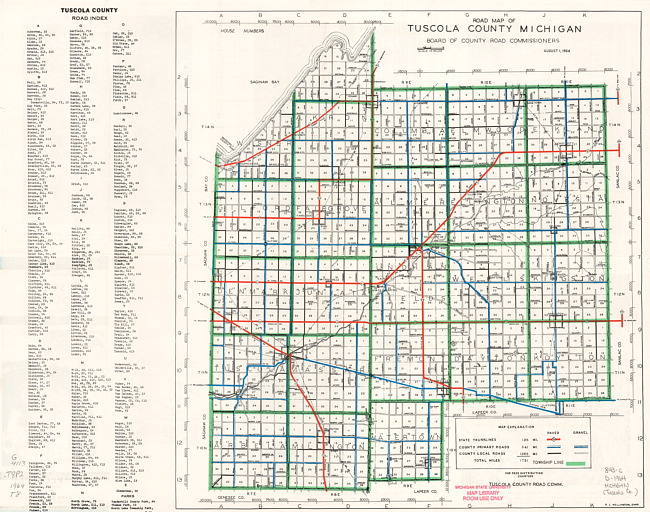 Road map of Tuscola County, Michigan