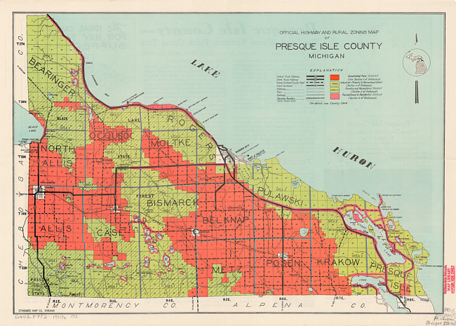 Official highway and rural zoning map of Presque Isle County, Michigan