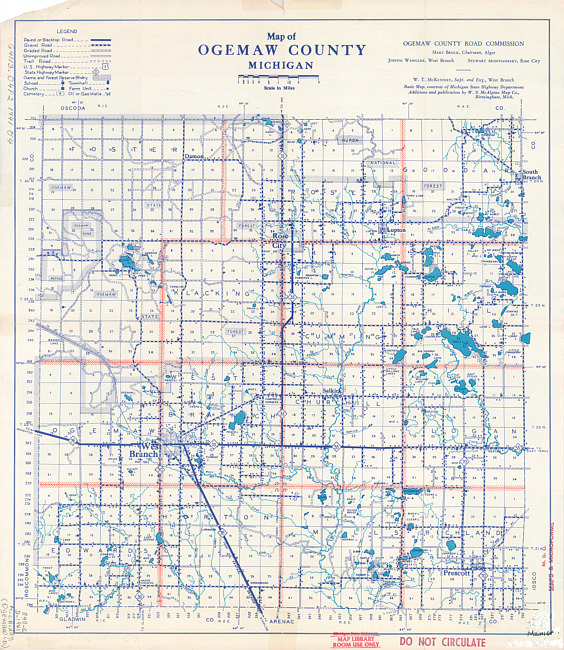 Map of Ogemaw County, Michigan