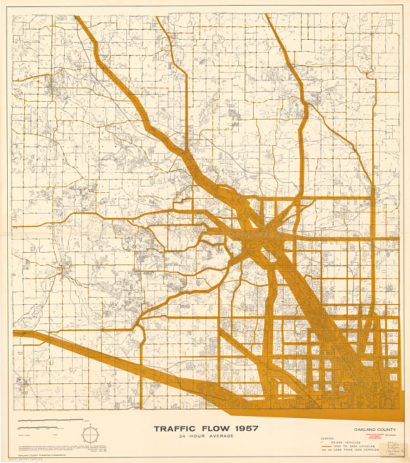 Oakland County, Michigan, traffic flow, 1957 : 24 hour average