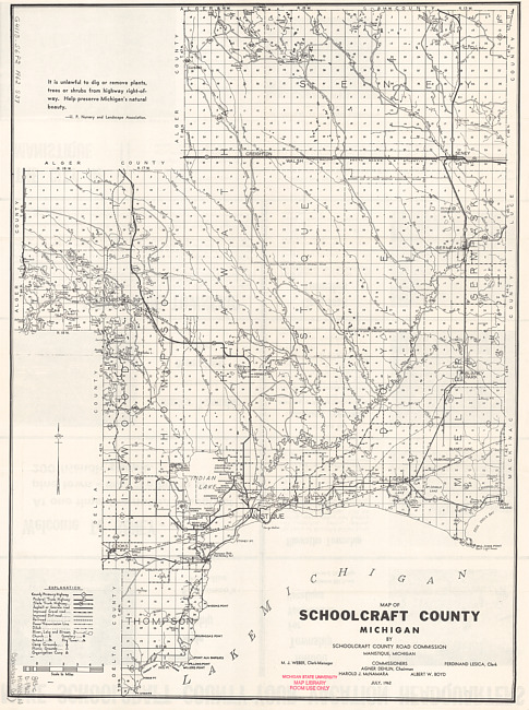 Map of Schoolcraft County, Michigan