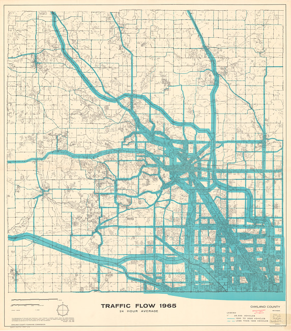 Traffic flow 1965, 24 hour average, Oakland County, Michigan