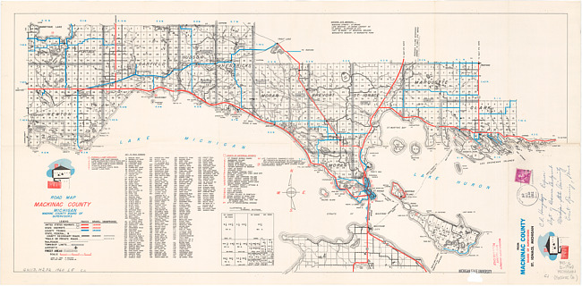 Road map, Mackinac County, Michigan